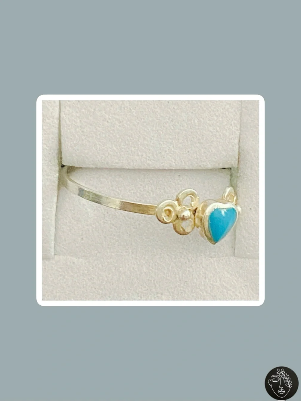 VTG NWT 925 Sterling Silver Navajo Turquoise Heart Ring Sz 6 0.56g
